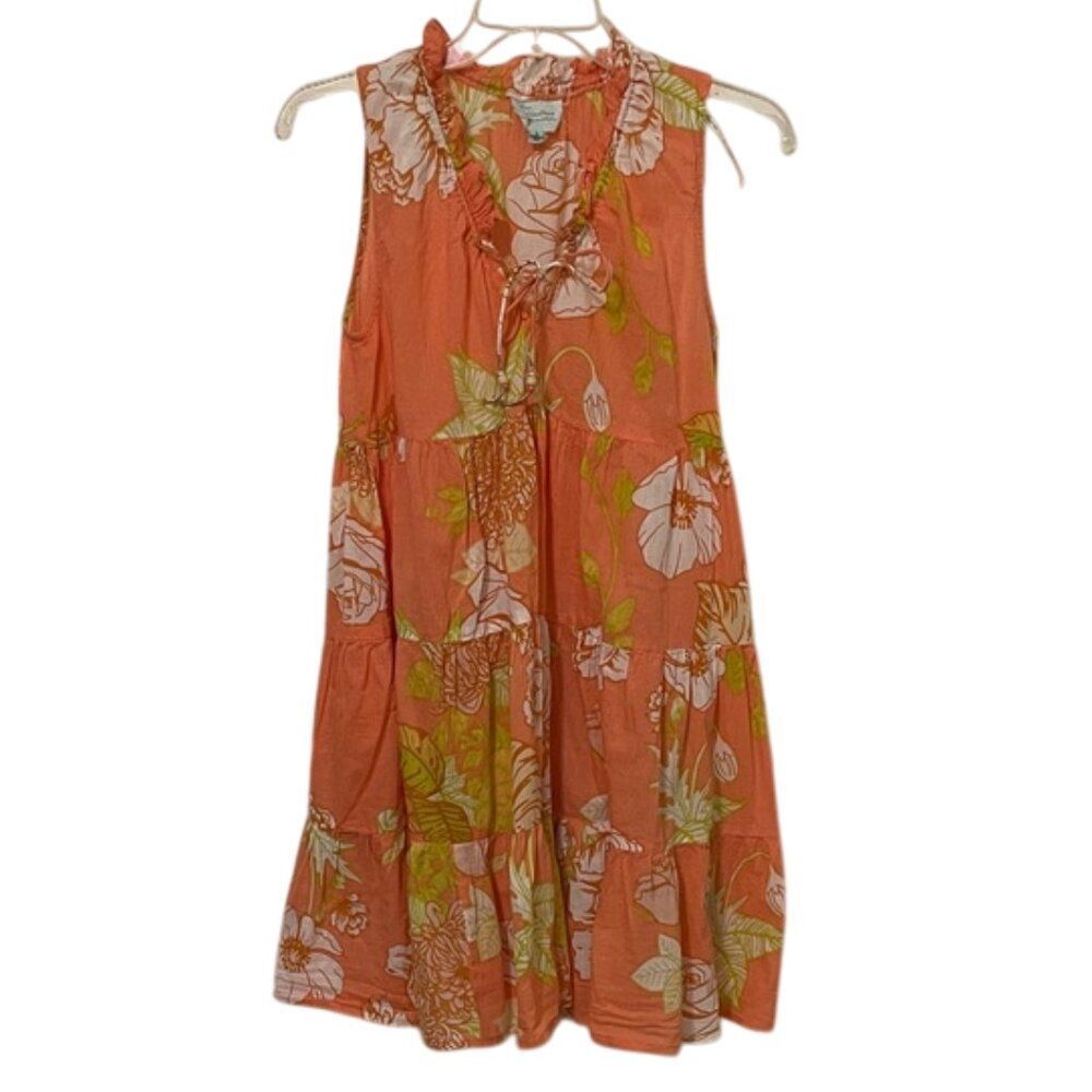 True Destinations Coral Floral Swimsuit Cover Up Womens Size Small Beach
